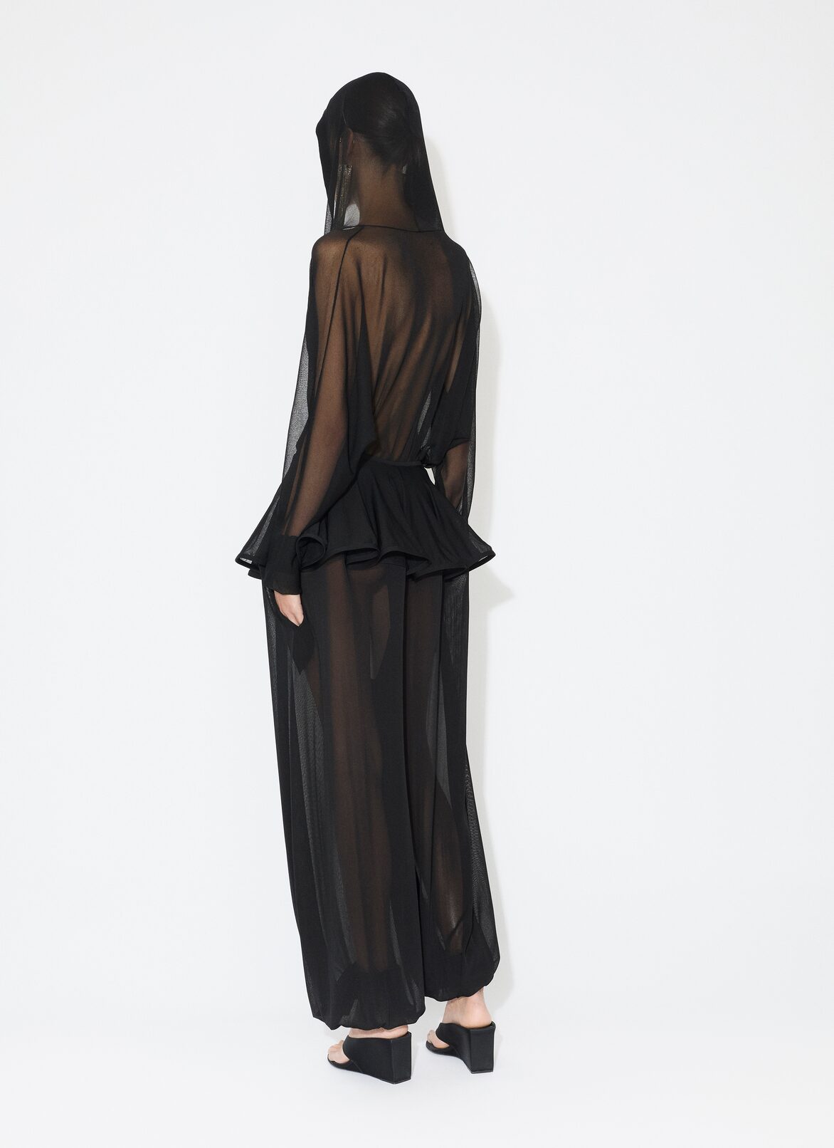 FINE KNIT HOODED BODY ALAÏA BLACK FINE KNIT HOODED BODY
